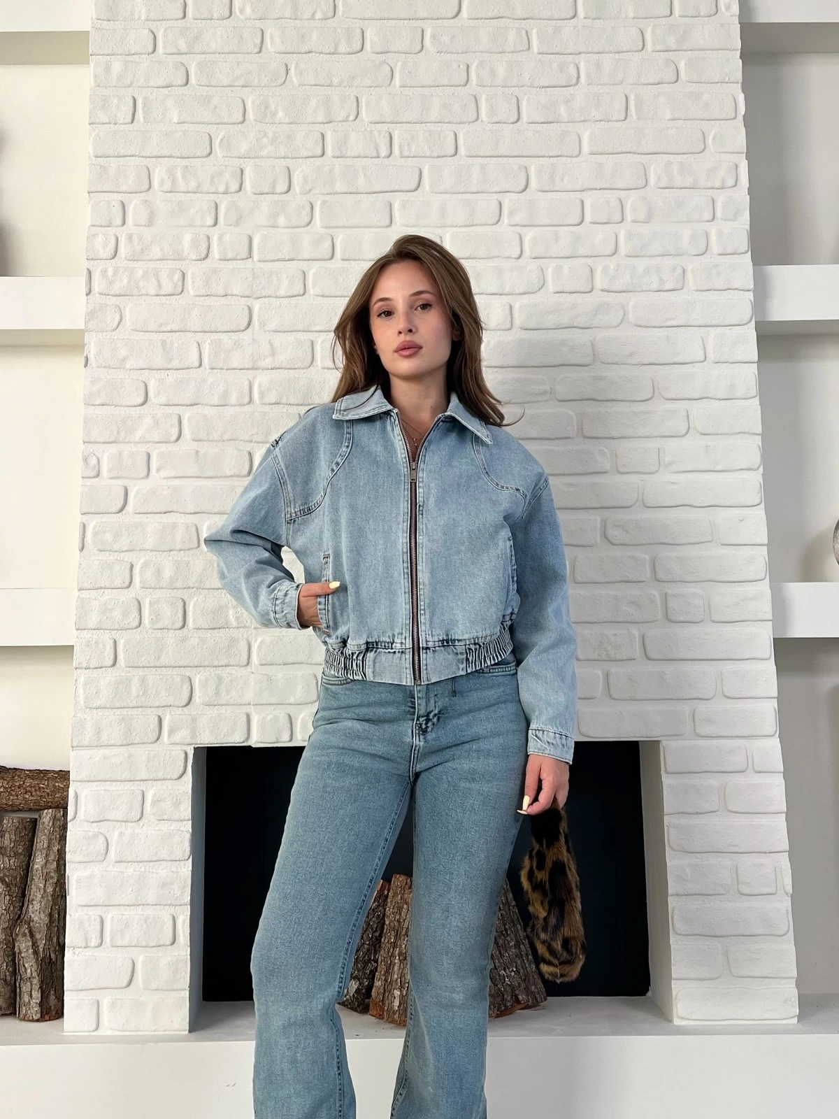 Bel Lastik Detay Denim Vibe ceket Mavi