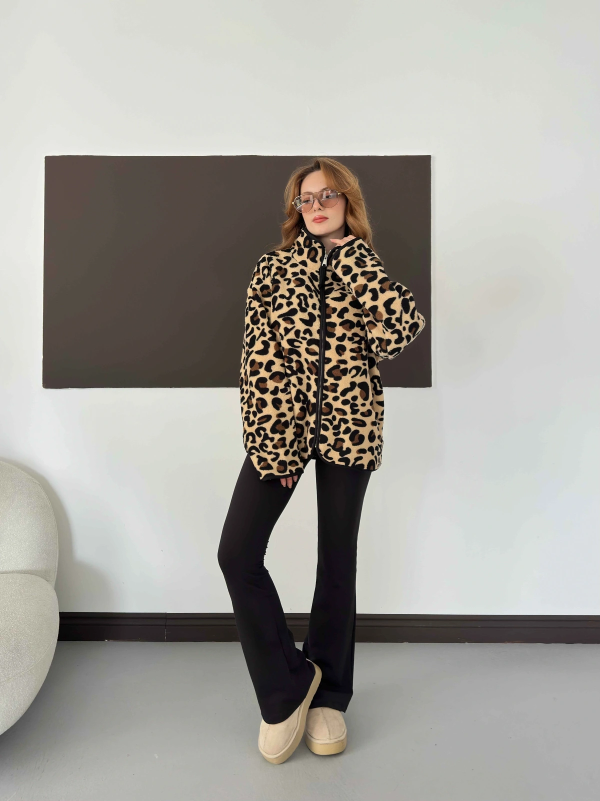 Desenli Peluş Polar Leopar