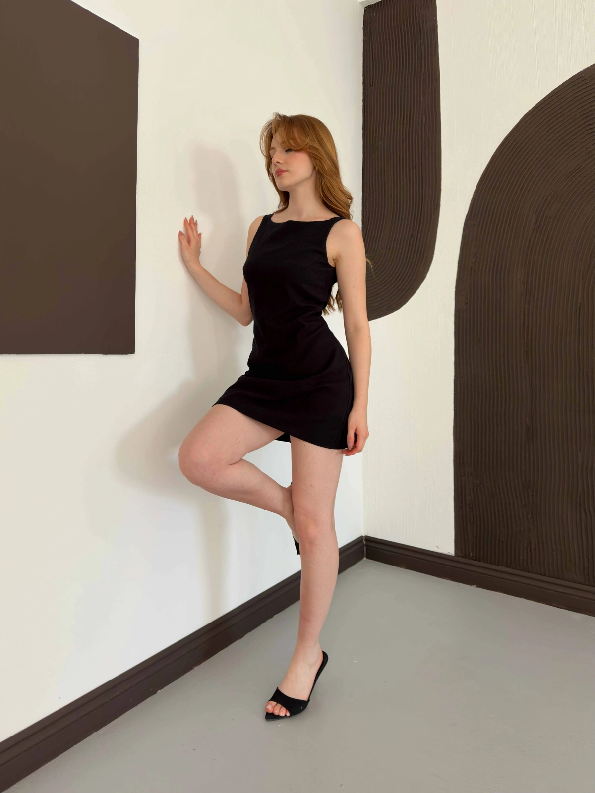 Ham Keten Basic Elbise Siyah
