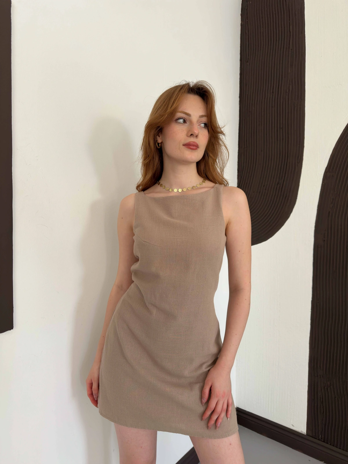 Ham Keten Basic Elbise Vizon