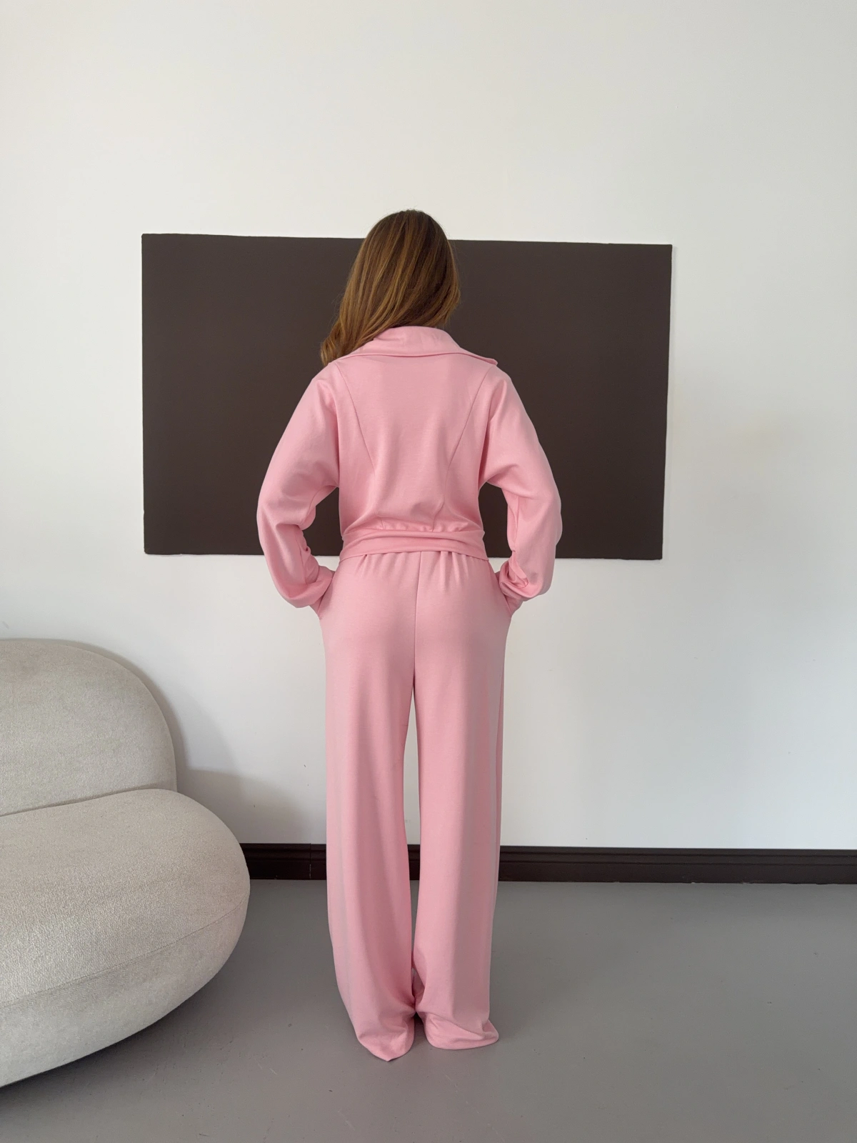 Kapüşonlu Modal Bol Paça İkili Takım Pembe