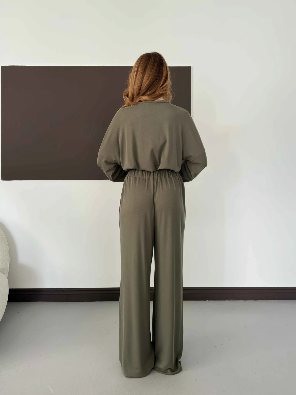 Pilise Detaylı Pantolon-Bluz Takım Haki