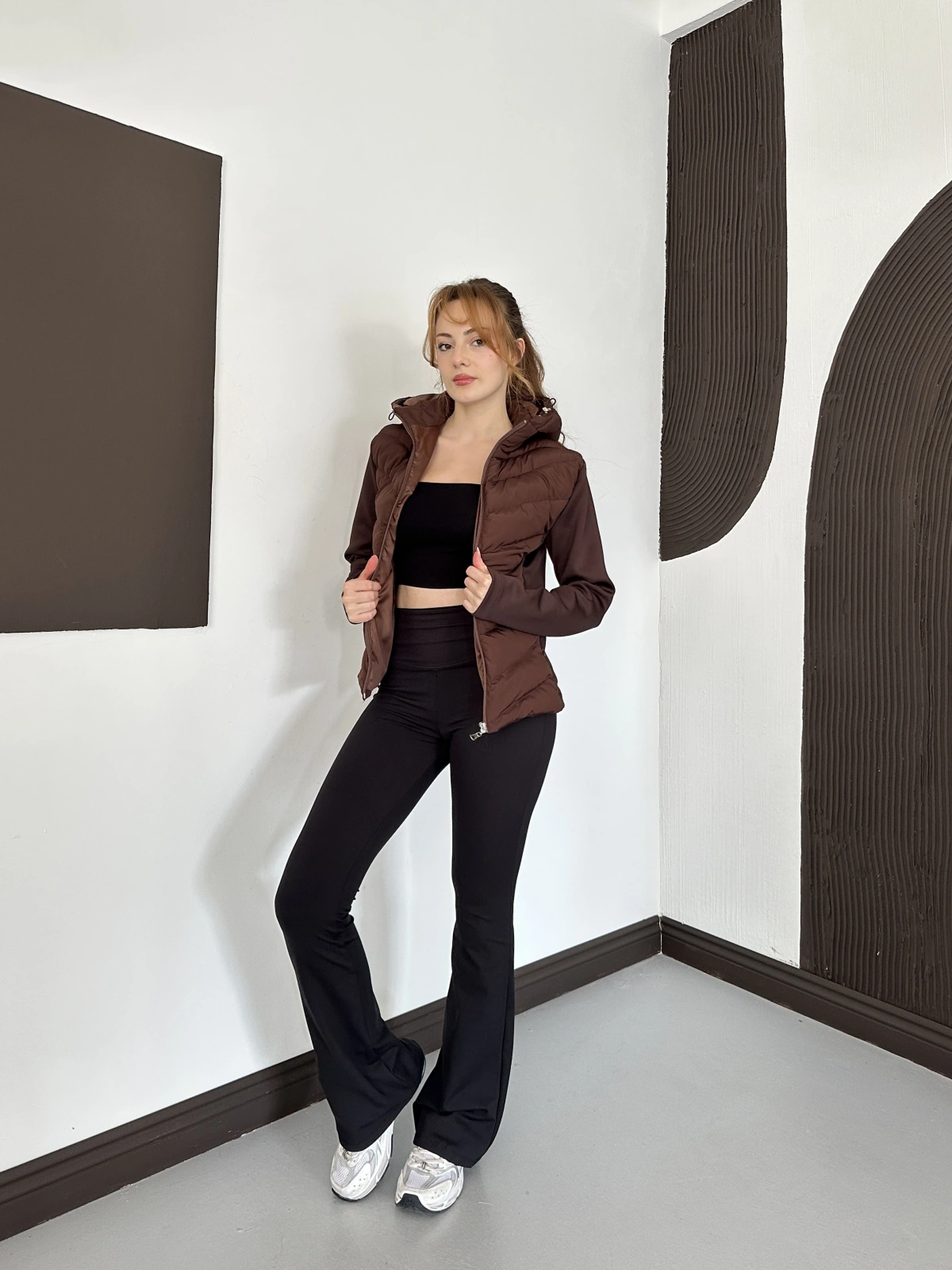 Range Kapüşonlu Şişme Mont Kahve