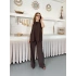Modern Halter Yaka Tasarım Takım Kahve