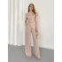 Omuz Vatkalı Asimetrik Kesim Takım Pudra