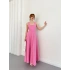 Atlet Yaka Ön-Arka Bağlama Detaylı Midi Elbise Pembe