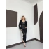 Pencere Detaylı Ajurlu Triko Elbise Siyah