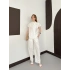 Poplin Bağlama Detaylı Bluz-PAntolon Takım Beyaz