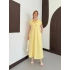 Pola Yaka Cepli Örme Elbise Sarı
