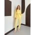 Pelerin Detaylı Bluz Bel Lastikli Pantolon Takım Sarı