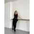 Double Kumaş Kemer Detaylı Yelek-Pantolon Takım Siyah