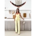 Askılı Düğme Detaylı Pantolonlu Takım Sarı