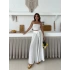 Bel Kuşak Detaylı Pantolon Etek Beyaz