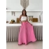 Bel Kuşak Detaylı Pantolon Etek Pembe