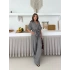 Bel Kuşaklı Fermuarlı Keten Takım Antrasit