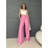 Çilek Kumaş Salaş Pantolon Pembe