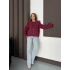 Düğme Detay Bebe Yaka Kısa Ceket Bordo