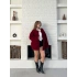 Düğme Detay Teddy Oversize Ceket Bordo