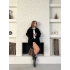 Düğme Detay Teddy Oversize Ceket Siyah