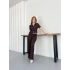 Gofre Kumaş İkili Takım Kahve