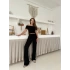 Gofre Kumaş Madonna Takım Siyah