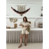 Hasır Kemerli Şortlu Keten Takım Bej