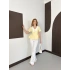 Kontrast Yaka Peplum Detaylı Bluz Sarı