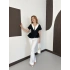 Kontrast Yaka Peplum Detaylı Bluz Siyah