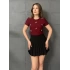 Kurdale Detaylı Crop Bordo