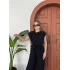 Omuz Vatkalı Bel Kuşaklı Premium Tulum Siyah