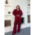 Omuz Vatkalı Kemerli İki Takım Bordo