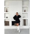 Parça Detalı Oversize Trençkot Siyah