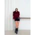 Peluş Çıtçıtlı Kısa Kürk Bordo