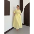 Poplin Kumaş Kemer Detaylı Gömlek Elbise Sarı