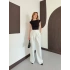 Puantiye Detaylı Palozzo Pantolon Beyaz
