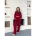 Ters Dikiş Bel Lastikli Pantolonlu Takım Bordo