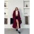 Uzun Boy Kuşak Detaylı Kaban Bordo