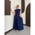 Vatkalı Bluz Piliseli Etek Takım Lacivert