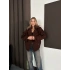 Yaka Peluş Omuz Manşet Kaşe Ceket Acı Kahve