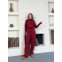 Yarım Boğazlı Taş İşlemeli İkili Set Bordo