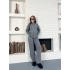 Yarım Boğazlı Taş İşlemeli İkili Set Gri