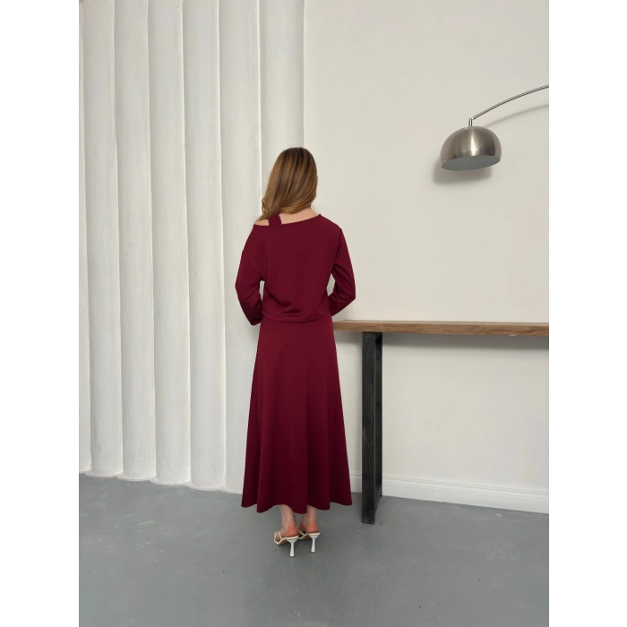 Tek Omuz Croplu Elbiseli Modal Takım Bardo