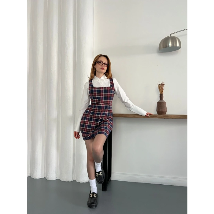 Ekose Gömlekli Jile Elbise Lacivert