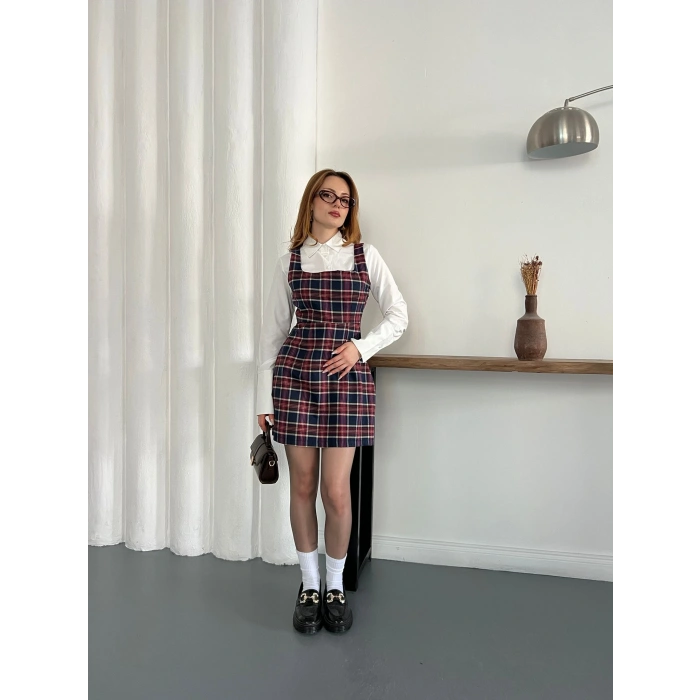 Ekose Gömlekli Jile Elbise Lacivert