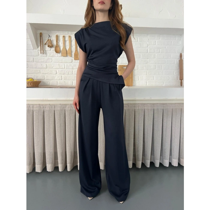 Omuz Vatkalı Asimetrik Kesim Takım Antrasit