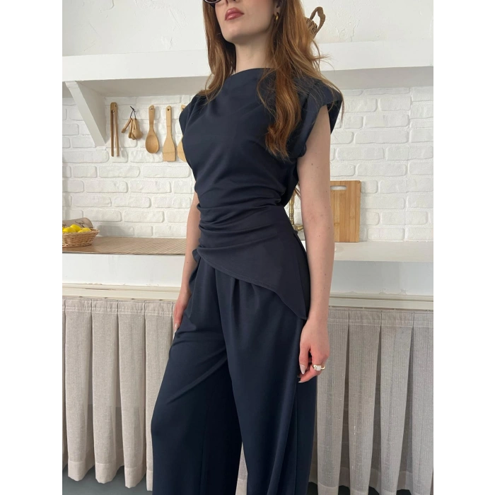 Omuz Vatkalı Asimetrik Kesim Takım Antrasit