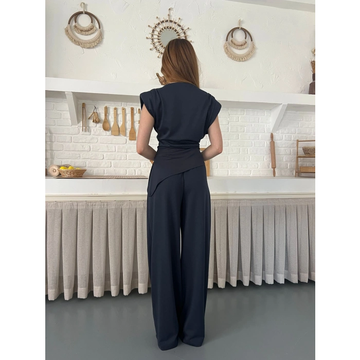 Omuz Vatkalı Asimetrik Kesim Takım Antrasit