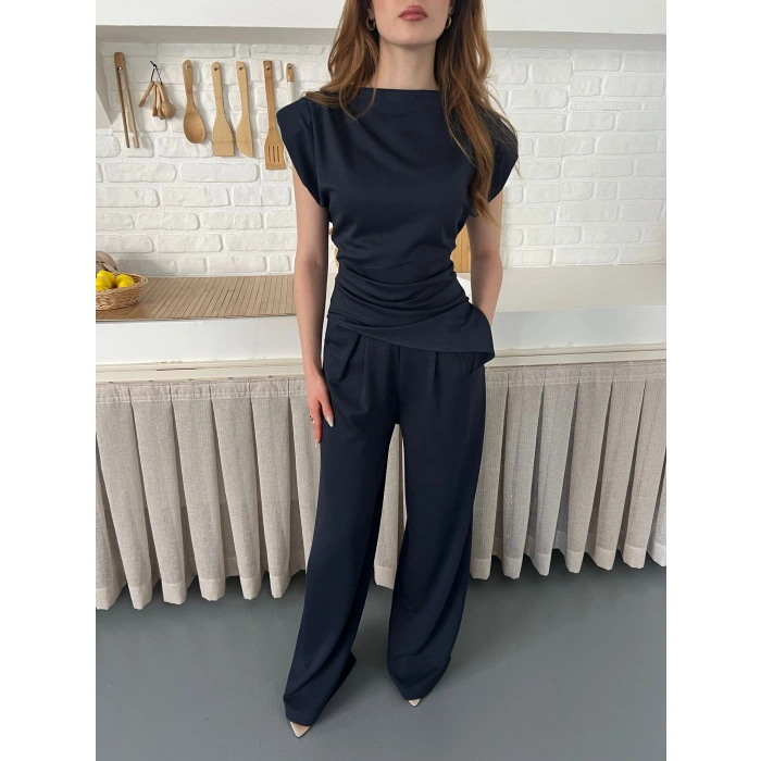 Omuz Vatkalı Asimetrik Kesim Takım Antrasit