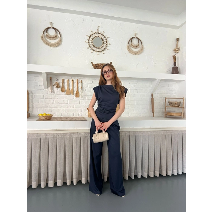 Omuz Vatkalı Asimetrik Kesim Takım Antrasit