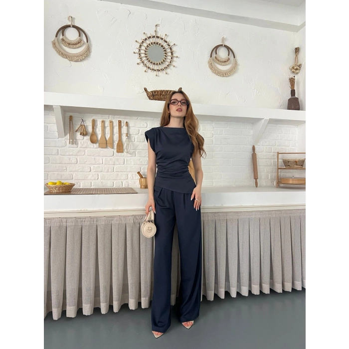 Omuz Vatkalı Asimetrik Kesim Takım Antrasit